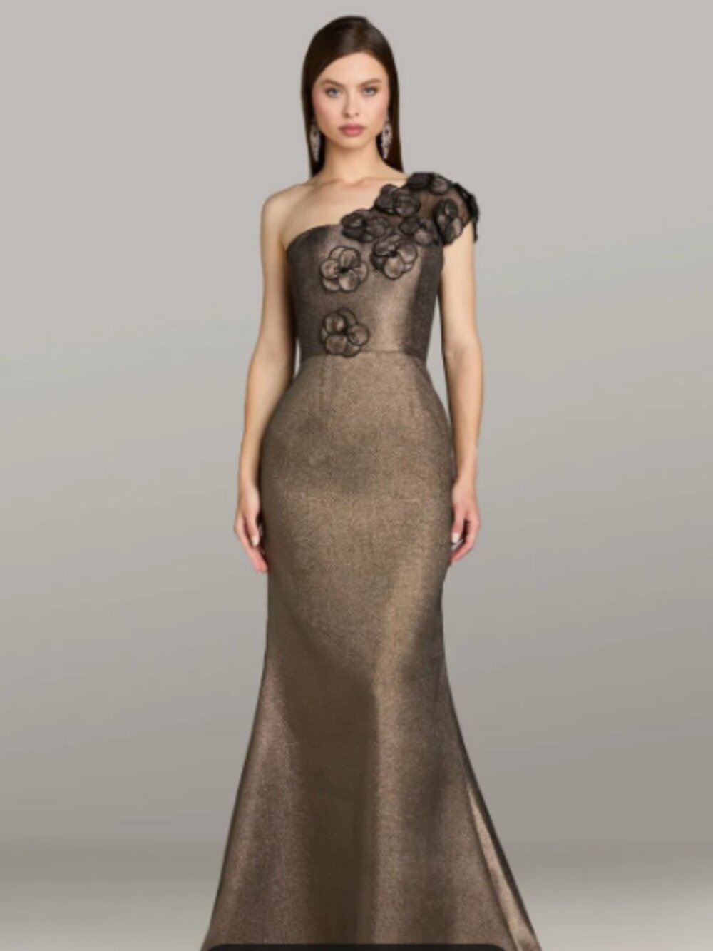 Gia Franco One-Shoulder Floral Mother of the Bride Gown-Size 4 (altered shorter)